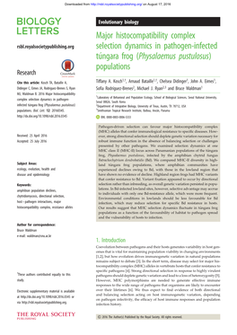 Major Histocompatibility Complex Selection Dynamics in Pathogen