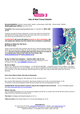 Isle of Mull Travel Details