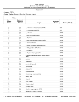 State of Illinois Environmental Protection Agency Application for Environmental Laboratory Accreditation