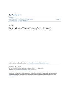 Front Matter: Trotter Review, Vol. 10, Issue 2