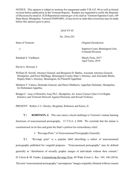 NOTICE: This Opinion Is Subject to Motions for Reargument Under V.R.A.P. 40 As Well As Formal Revision Before Publication in the Vermont Reports