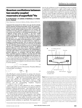 Quantum Oscillations Between Two Weakly Coupled Reservoirs Of