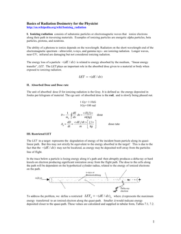 Basics of Radiation Dosimetry for the Physicist