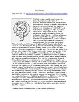 Clan Ruthven Story from Web Site