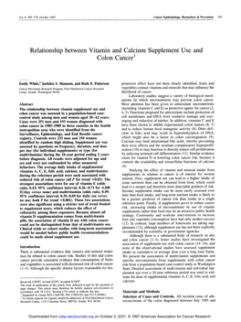 Relationship Between Vitamin and Calcium Supplement Use and Colon Cancer