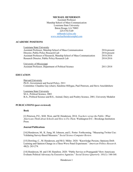 Michael Henderson's CV