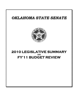 2010 Legislative Summary and Fy’11 Budget Review