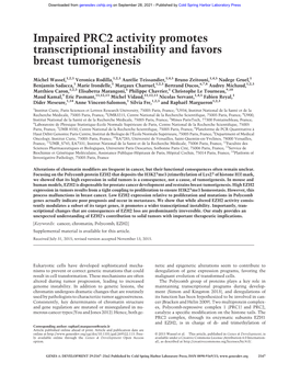 Impaired PRC2 Activity Promotes Transcriptional Instability and Favors Breast Tumorigenesis