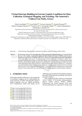 Virtual Outcrops Building in Extreme Logistic Conditions for Data Collection, Geological Mapping, and Teaching: the Santorini’S Caldera Case Study, Greece