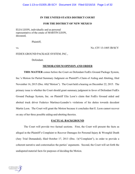 Case 1:13-Cv-01005-JB-SCY Document 154 Filed 02/16/16 Page 1 of 32