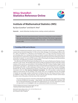 Wiley Statsref: Statistics Reference Online, © 2014–2019 John Wiley & Sons, Ltd