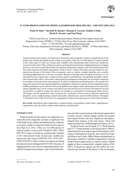 In Vitro Propagation of Tropical Hardwood Tree Species – a Review (2001-2011)