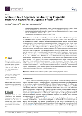 A Cluster-Based Approach for Identifying Prognostic Microrna Signatures in Digestive System Cancers