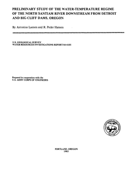 Preliminary Study of the Water-Temperature Regime of the North Santiam River Downstream from Detroit and Big Cliff Dams, Oregon