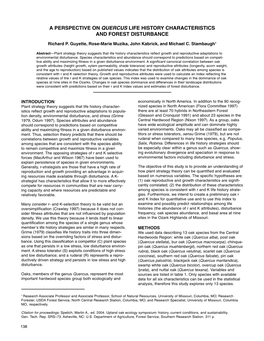 A Perspective on Quercus Life History Characteristics and Forest Disturbance