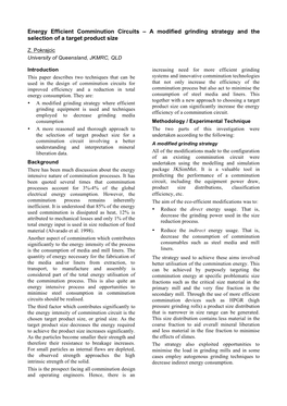 Energy Efficient Comminution Circuits – a Modified Grinding Strategy and the Selection of a Target Product Size