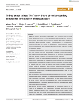 Être' of Toxic Secondary Compounds in the Pollen of Boraginaceae