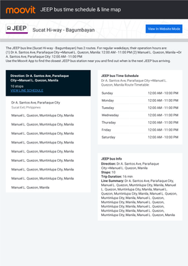 JEEP Bus Time Schedule & Line Route