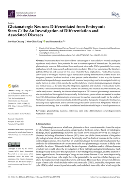 Glutamatergic Neurons Differentiated from Embryonic Stem Cells: an Investigation of Differentiation and Associated Diseases