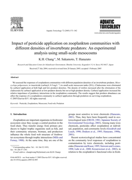 Impact of Pesticide Application on Zooplankton Communities With