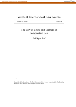 The Law of China and Vietnam in Comparative Law
