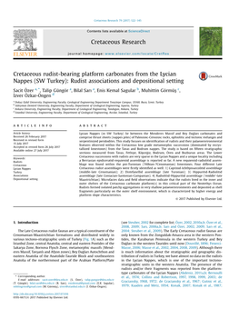 Cretaceous Rudist-Bearing Platform Carbonates From