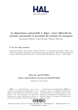 La Dépendance Automobile À Alger: Entre Efficacité Du Système