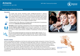 Armenia WFP VAM | Food Security Analysis Mvam Bulletin #1: April, 2021