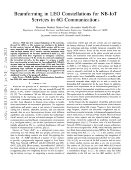 Beamforming in LEO Constellations for NB-Iot Services in 6G Communications