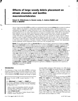 Effects of Large Woody Debris .Stream Channels and Benthic