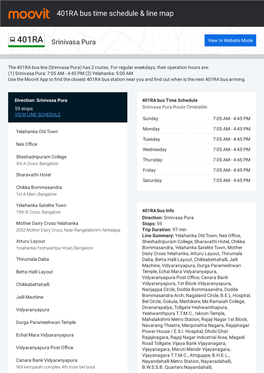 401RA Bus Time Schedule & Line Route