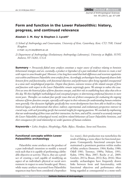 Form and Function in the Lower Palaeolithic: History, Progress, and Continued Relevance