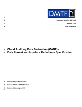 (CADF) - 6 Data Format and Interface Definitions Specification