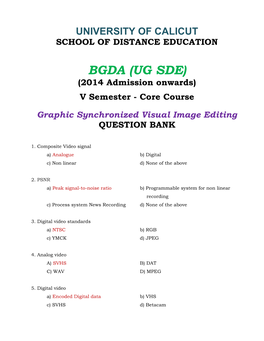 BGDA (UG SDE) (2014 Admission Onwards) V Semester - Core Course