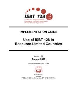 IG-041 Implementation Guide: Use of ISBT 128 in Resource