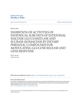 Inhibition of Activities of Individual Subunits of Intestinal Maltase-Glucoamylase and Sucrase-Isomaltase by Dietary Phenolic