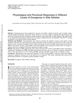Physiological and Perceived Responses in Different Levels of Exergames in Elite Athletes