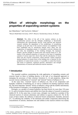 Effect of Ettringite Morphology on the Properties of Expanding Cement Systems