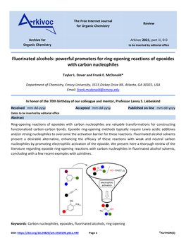 Powerful Promoters for Ring-Opening Reactions of Epoxides with Carbon Nucleophiles