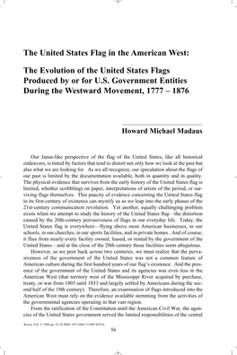 The United States Flag in the American West: the Evolution Of