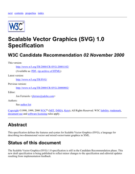 SVG) 1.0 Specification W3C Candidate Recommendation 02 November 2000