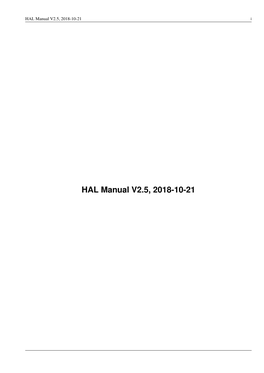 HAL Manual V2.5, 2018-10-21 I