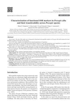 Characterization of Functional SSR Markers in Prosopis Alba and Their Transferability Across Prosopis Species