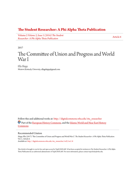 The Committee of Union and Progress and World War I