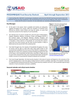 MOZAMBIQUE Food Security Outlook April Through September 2011