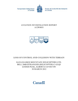 Aviation Investigation Report A12w0031