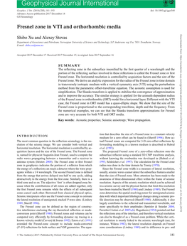 Fresnel Zone in VTI and Orthorhombic Media