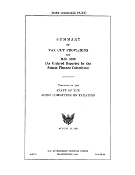 Summary Tax Cut Provisions