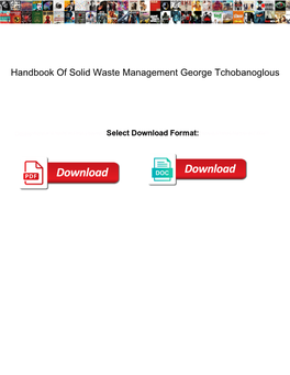Handbook of Solid Waste Management George Tchobanoglous