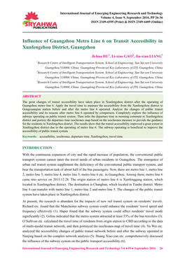 Influence of Guangzhou Metro Line 6 on Transit Accessibility in Xunfengzhou District, Guangzhou